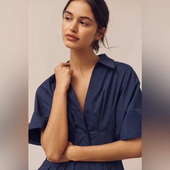 NWT Size 1X - The Tobie Eyelet Pleated Mini Shirt Dress by Exquise (NWT US 228) - Picture 5 of 16